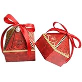 50pcs Red Gem Tower Birthday Wedding Party Favor Boxe with Ribbon Bead Gift Bags Chocolate Candy and Packaging Gift Boxes Bridal Shower Baby Shower