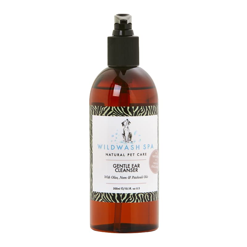 WildWash Gentle Ear Cleanser For Dogs 300ml - Dissolves Dirt and Earwax, Deodorises, Non Stinging Natural Antiseptic - Natural, Sulphate and Paraben-Free for Sensitive Skin