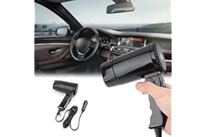 TOTMOX Car Hair Dryer Hot&Cold Folding Portable Car Hair Dryer Window Defroster for Camping Travel Hairdryer Fast Drying, Compatible with Most Vehicles with 12 V car Cigarette Lighter Socket