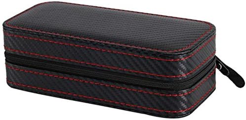 Fushkong Carbon fiber PU Leather Jewelry Storage Bag Portable Zipper Travel Watch Box