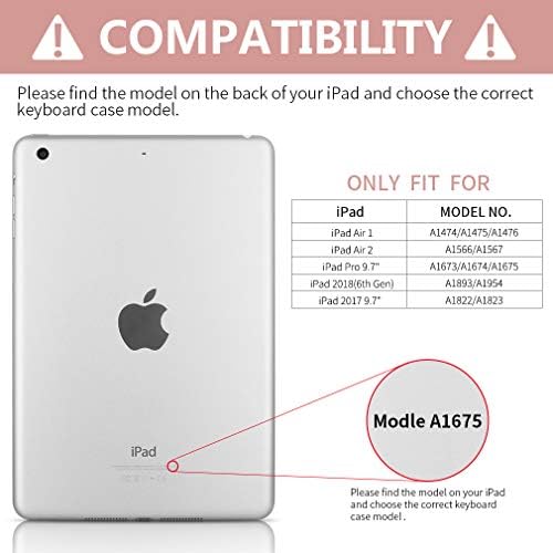 Coque avec clavier pour iPad 9.7 pour iPad 6e génération 2018 iPad 5e génération 2017 iPad Pro 9.7 iPad Air 2 Air 1 avec clavier Bluetooth amovible sans fil coque pour iPad-Porte-stylos (Champagne)