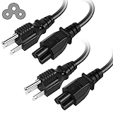 3 Prong AC Laptop Power Cord 6 Feet (2 Pack), NEMA