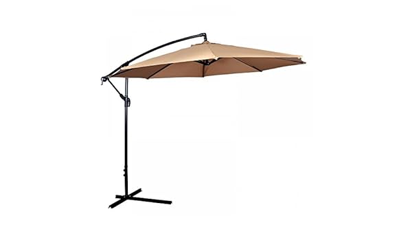 Taupe Sunnyard Cantilever Patio Umbrella Outdoor 10 Ft Offset Hanging Market Umbrella 8 Ribs Umbrellas