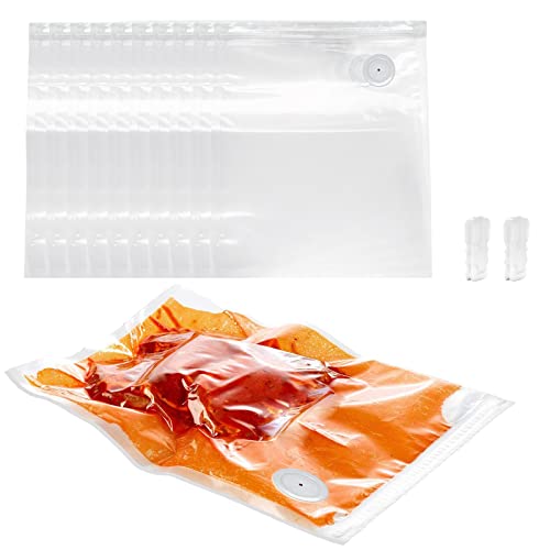 VICARKO Vacuum Sealer Bags, Vacuum Storage Bags, Sous Vide Bags, Reusable Bags, Food Saver Zipper Bags, Upgraded Valve, BPA Free,10 Pcs, 4.3L, 13.5 x 10.5