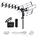 FiveStar Outdoor HD TV Antenna Strongest Up to 200 Miles Long Range with Motorized 360 Degree Rotation, UHF/VHF/FM Radio with Infrared Remote Control Advanced Design Plus Installation Kit