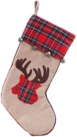 Plaid Cow Country Christmas Stocking with Jingle Bells