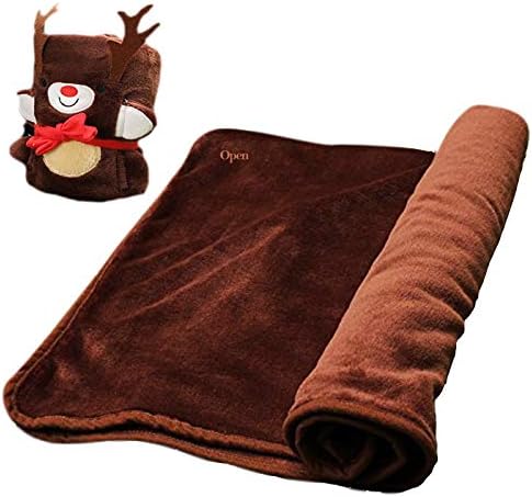 LKKL LKKLILY, cartoon carpet travel blanket, double flannel blanket-brown