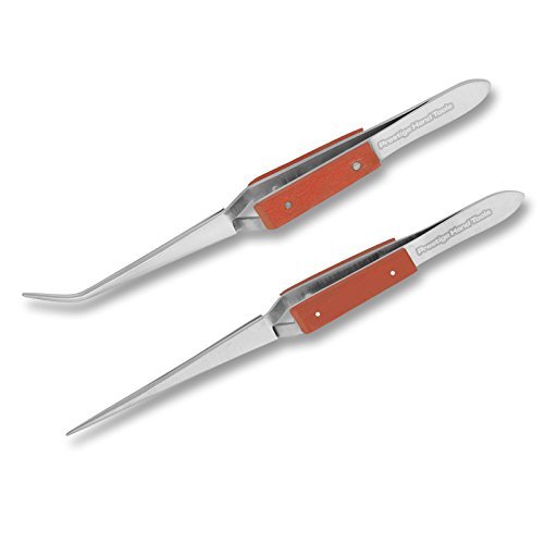 PTL® 2 x Prestige Soldering Tweezers Cross tweezers with Fibre pads