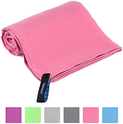 Rehosun Microfiber Towel for Sports &amp; Travel &amp; Beach &amp; Camping &amp; Gym, Super Absorbent &amp; Fast Drying Pink - M