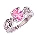 Psiroy 925 Sterling Silver Created Pink Topaz Filled Promise Ring