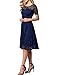 Aonour AR8006 Women's Vintage Floral Lace Elegant Cocktail Formal Swing Dress with Short Sleeve Navy S