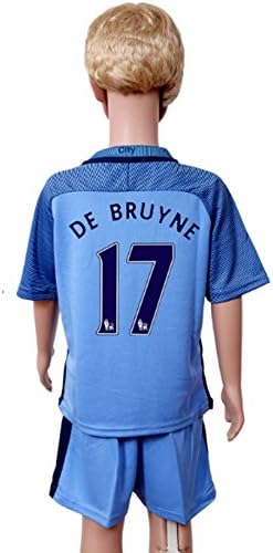 Cjosportskids firststore DE Bruyne #17 Manchester City Home Blue Kids/Youth 2017/2018 Soccer Jersey and Shorts Set 7-8Y
