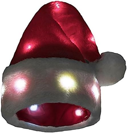 Funny Santa Hats [2 Pack] with 20 Blinking Color-changing Light up LED Lights - Soft Plush Faux Fur for Adults and Children…