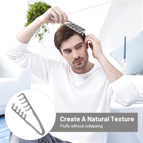Puasok Hair Comb Texture, Wide Tooth Comb, Root Volumizing Tool for Men and Women Hairdressing Care Accessory, Cover Seams