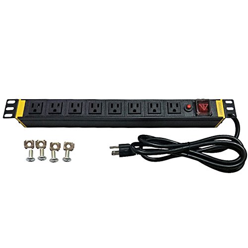 PDU Rackmount 15Amp 8 Outlets Power Strip Surge Protection 1U/15A/120V 6.5ft Power Cord - Thumbnail 7