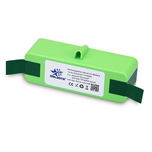 Melasta 14.4V 5200mAh Lithium-ion Replacement Battery with brand Cells for iRobot Roomba 500 600 700 800 Series 510 530 531 532 550 585 595 561 600 620 630 650 760 770 780 870 880