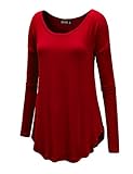 LL Womens Boat Neck Long Sleeve Shirttail Top - Made in USA