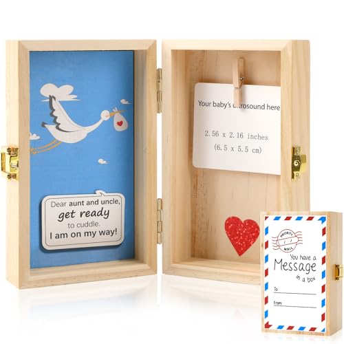 JULEASEL Pregnancy Announcement Keepsake Box with Ultrasound Holder – Pregnancy Reveal to Parents, Grandparents, Aunt & Uncle, Personalized Baby Announcement Surprise Gift Ideas