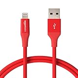 AmazonBasics Lightning to USB A Cable, Advanced Collection, MFi Certified iPhone Charger, Red, 3 Foot