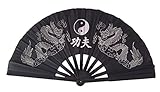 Dragon and Yin Yang Folding Fan, Large #D13039YY