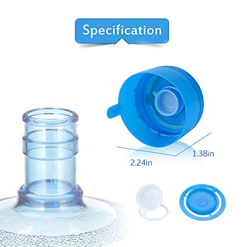 Magicfour 5PCS 55mm 3 & 5 Gallon Non-Spill Caps,Replacement Water Bottle Snap On Cap Anti Splash Peel 5 Piece