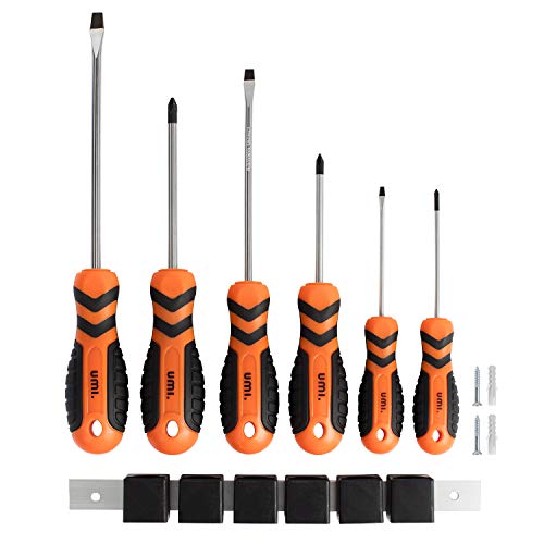 Amazon Brand - Umi Schraubendreher Set 6tlg. Magnetischer Schraubenziehersatz mit 3 Flachschlitz und 3 Kreuzschlitz…