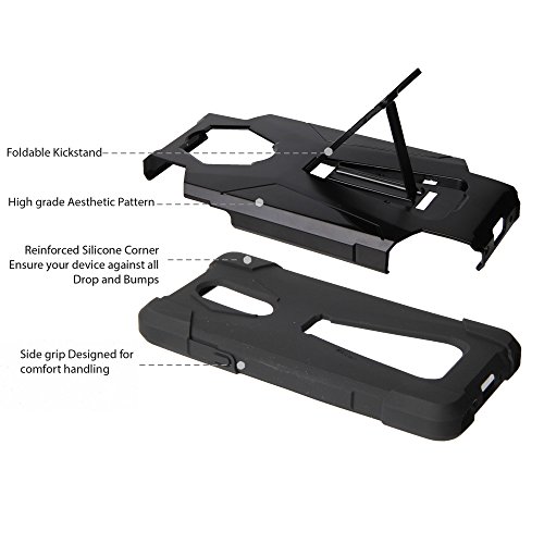 LG Stylo 4 Case, Trishield Gear Dual layer Hybrid Rugged Black Phone Cover For LG Stylo 4 Parasailing