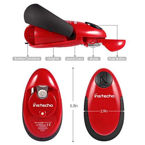 Electric Can Opener, Cakie Restaurant Can Opener Smooth Soft Edge One-touch Battery Automatic Electric Hands-free Can Opener For Kitchen Arthritis Elderly Travel and Chef's Best Choiceâ€™s (Red)
