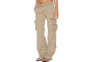 AKIVIDE Women's Tactical Active Loose Multi-Pockets Cargo Pants Casual Combat Military Trouser