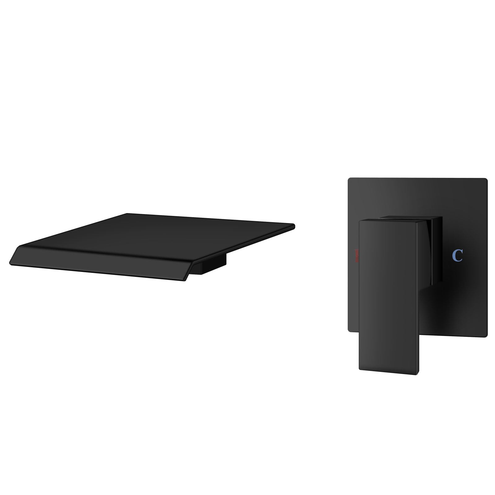 View 1 of **MISSING PARTS**
Aolemi Tub Faucet Waterfall Bathtub Faucets Wall Mount Tub Filler Bathroom Sink Single Handle with High Flow Spout Rough-in Valve Included Matte Black