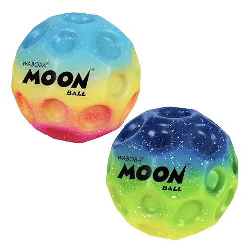 Waboba Gradient Moon Ball 2 Pack - Super Bouncy Wall Balls for Kids and Teens - Outdoor Sports Toy Gift - Rainbow & Undersea