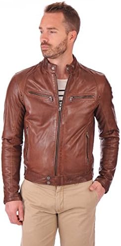 Men's Lambskin Leather Original Leather Bomber Biker Jacket