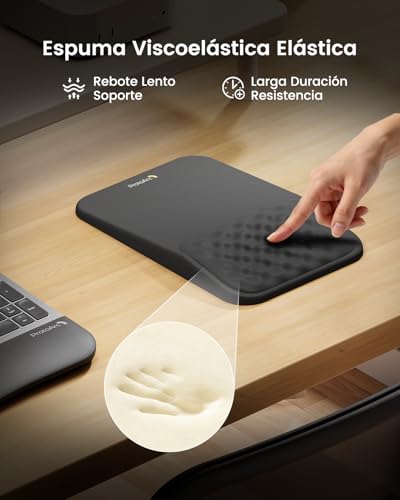 ProtoArc MP50 Alfombrilla para Ratón Ergonómica con Soporte para Muñeca | 12x8 Inches (Mouse No Incluido), Superficie Licra, Espuma Viscoelástica, Inclinación 8°, Base Antideslizante, Negro