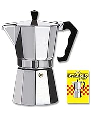 Brandello Express Aluminum Espresso Stovetop Coffee Maker Silver 1 Cup Moka Pot Cuban Coffee Maker