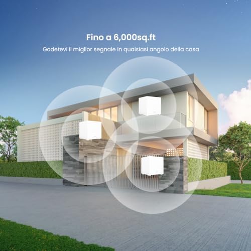 Sistema Wi-Fi Mesh MW12-3, Router Mesh AC1200 Tri-Band (2.4 GHz: 300 Mbps, 5 GHz: 867 Mbps), 3 porte Gigabit Ethernet, Ampia copertura, Confezione da 3 pezzi