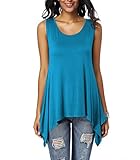 iGENJUN Women's Scoop Neck Flowy Tank Tops Summer Sleeveless Tunic,XL,Light Blue