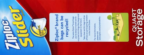 ZIPLOC QUART FOOD STORAGE SLIDER BAGS, POWER SHIELD TECHNOLOGY FOR MORE DURABILITY, 76 COUNT