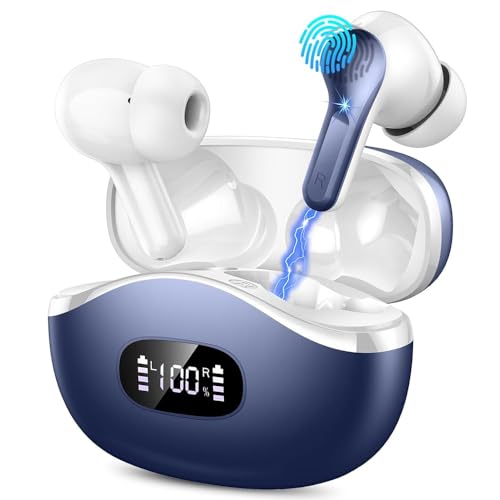 Wireless Earbuds Bluetooth 5.4 Deep Bass USB-C Blue