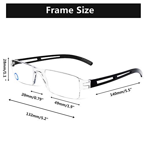 Reading Glasses 2.0 Computer Blue Light Blocking Rimless Readers Anti