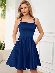 GOOSPRAN Short Prom Dress Satin for Teens Strap