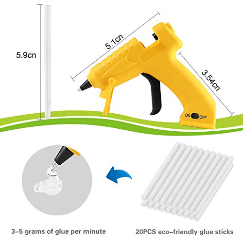 Hot Glue Gun Cordless with 20pcs Glue Sticksï¼ˆ7mm X 150mmï¼‰,Recharge Portable USB Mini Glue Gun Kit for DIY,Craft, Arts & Home and Quick Repairs