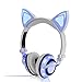 Wired Cat Ear Headphones Glowing Lights with USB Charging Cable (White)