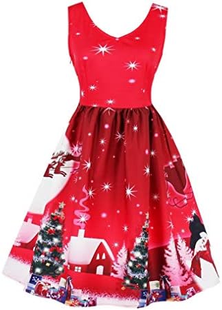 Line Dance Dresses for Women 50’s Vintage V Neck Sleeveless Pleated Swing Party Dresses