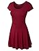 LE3NO Womens Casual Short Sleeve Fit and Flare Skater Dress