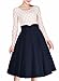 Miusol Women's Vintage High Waist A-line Retro Casual Swing Skirt (Medium, Navy Blue)