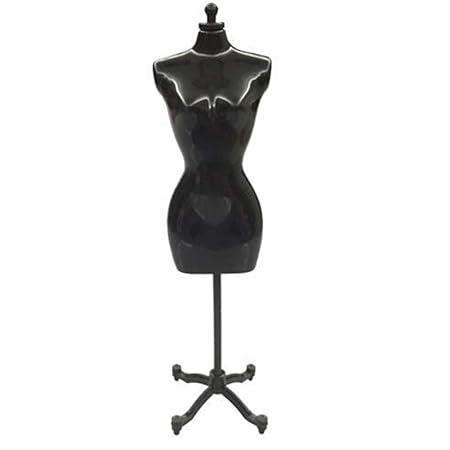 ZeHui 30Cm Mini Mannequin Dress Clothes Gown Model Stand for Doll Display Holder Birthday Gift Black Single(No Outer Packaging)