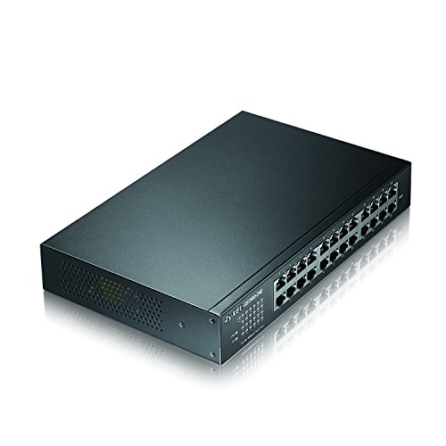 Zyxel24 Port Gigabit Switch, Easy Smart Managed, Compact Rackmount, Fanless (GS1900-24E)