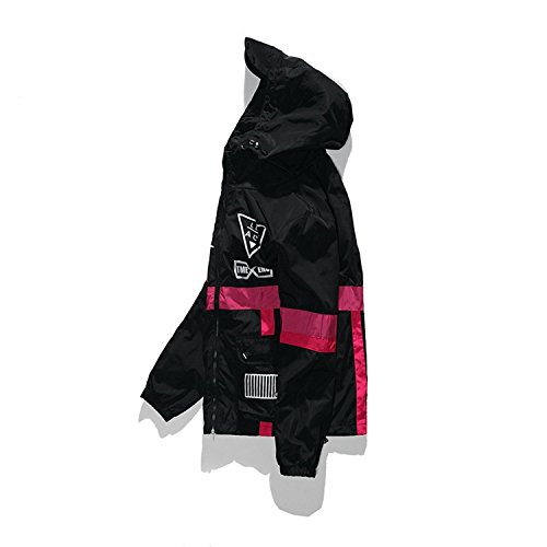 WEIPENG AITFINEISM Men's Fashion Lightweight Hoodie Zip-up Letter Windbreaker Jacket (Small, Black)
