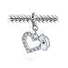 Caduceus RN Nurse Hat Cap Heart Shape Graduate Crystal CZ Dangle Bead Charm White Enamel .925 Sterling Silver Fits European Bracelet