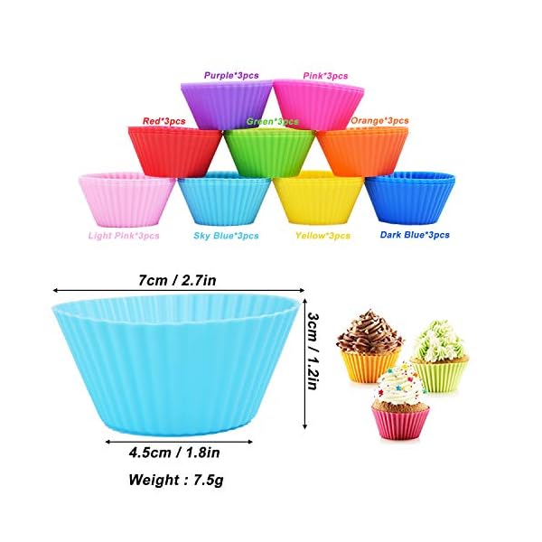 Silicone-Cupcake-Moulds-Cdycam-27-Pcs-Mini-Reusable-Baking-Cases-Cups-Non-Stick-and-Heat-Resistant-Bakeware-Muffin-Puddings-Jelly-Molds-for-Home-Baking-and-Afternoon-Tea-Party Silicone Cupcake Moulds, Cdycam 27 Pcs Mini Reusable Baking Cases Cups Non Stick and Heat Resistant Bakeware Muffin…